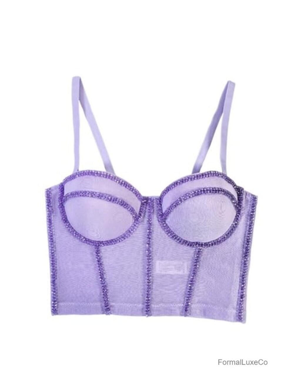 Women's Beaded Bustier Mesh Push Up Corset Crop Top Party Clubwear